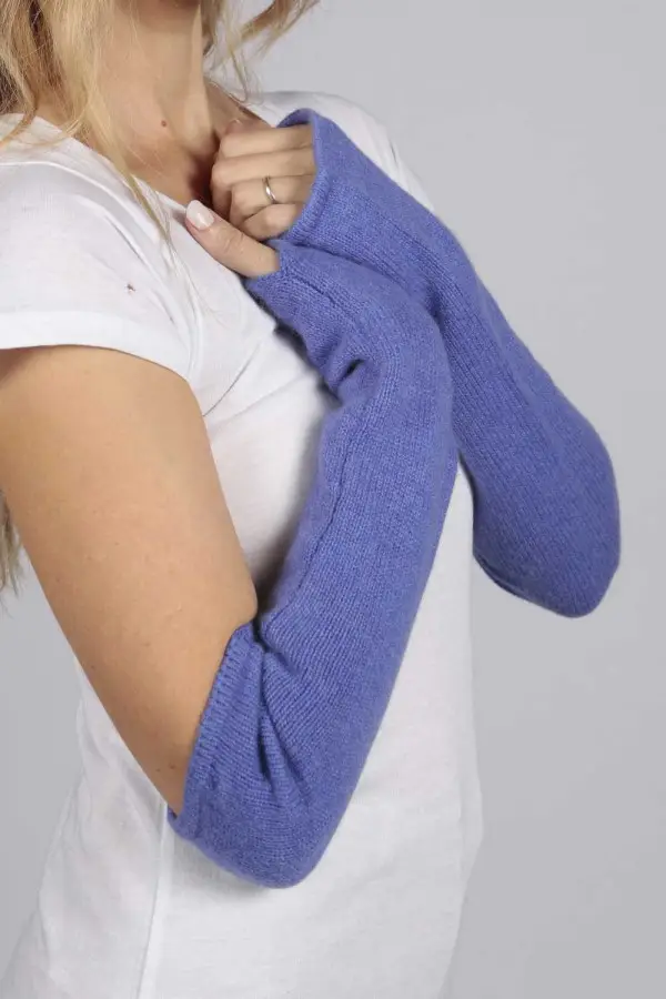 Reine Kaschmir Fingerlose Lange Armstulpen in singrünblau