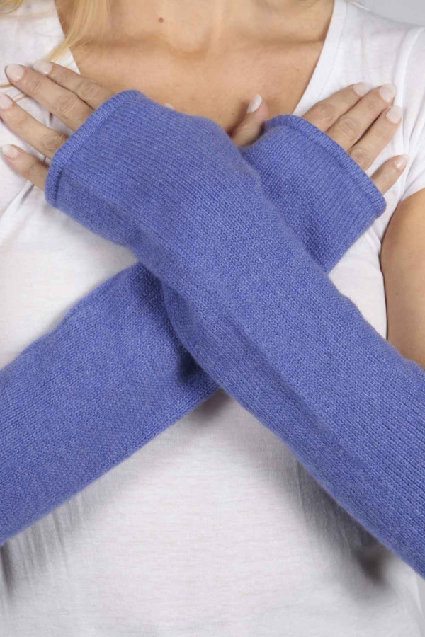 Reine Kaschmir Fingerlose Lange Armstulpen in singrünblau