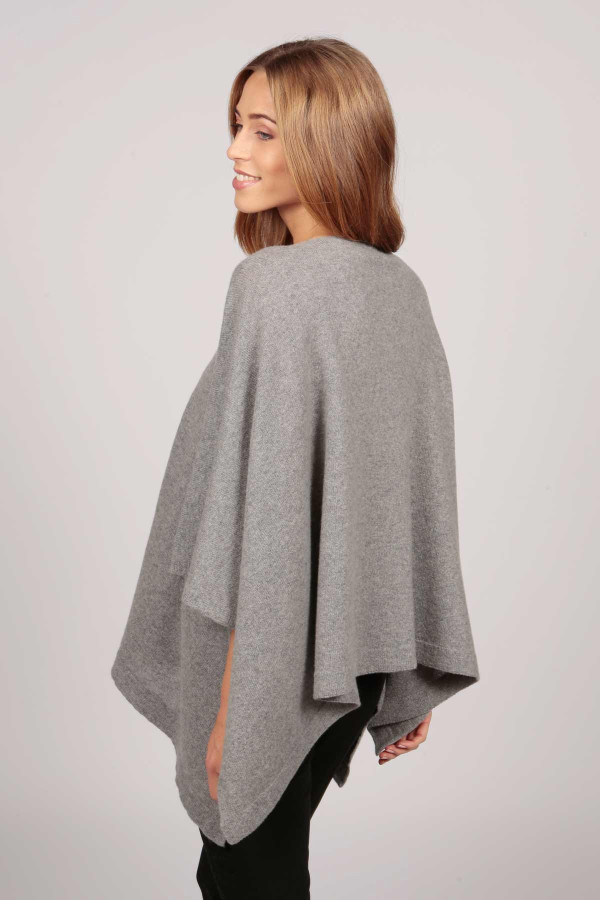 Cashmere boat neck poncho light grey