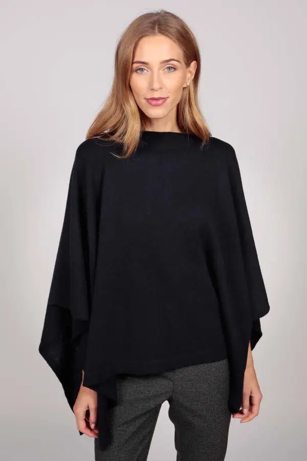 Poncho collo a barca in Blu navy