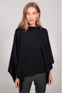 Poncho aus Kaschmir mit U-Boot-Ausschnitt in navy blau