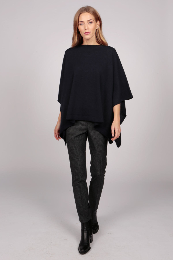 Poncho aus Kaschmir mit U-Boot-Ausschnitt in navy blau