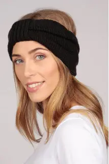 Fascia per capelli in puro cashmere Nero
