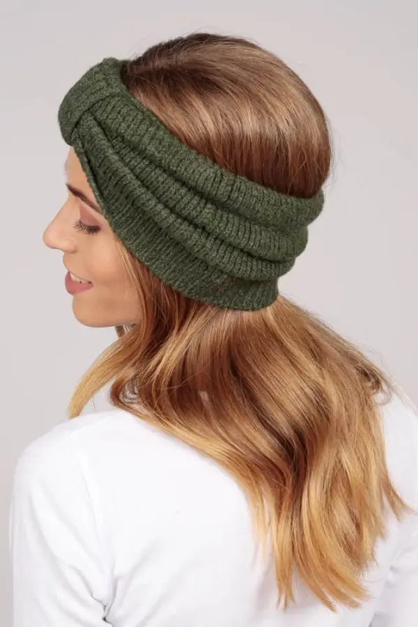 Cashmere headband army green