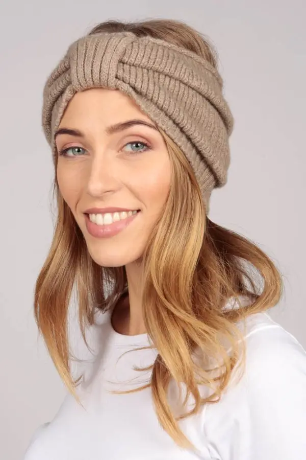 Cashmere Stirnband Ohrenwärmer in kamelbraun