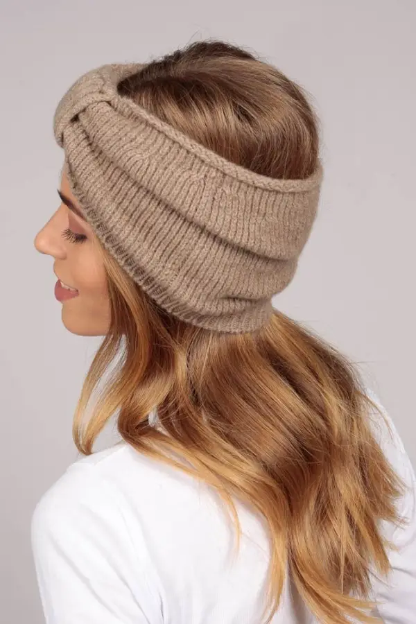 Cashmere Stirnband Ohrenwärmer in kamelbraun