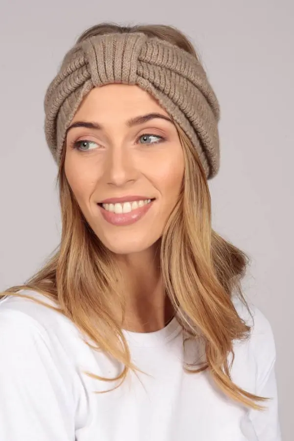 Cashmere Stirnband Ohrenwärmer in kamelbraun
