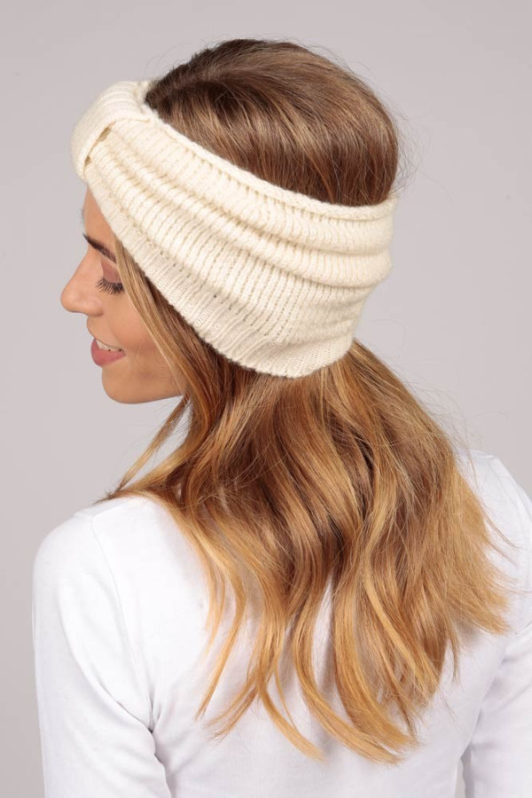 Cashmere headband cream white