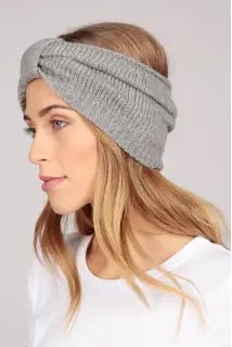 Fascia per capelli in puro cashmere Grigio chiaro