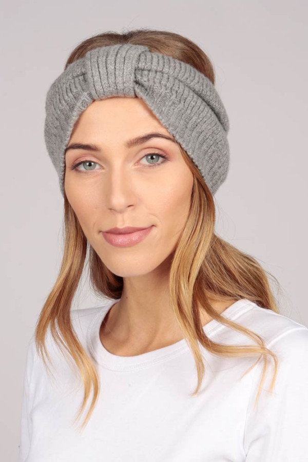 Fascia per capelli in puro cashmere Grigio chiaro