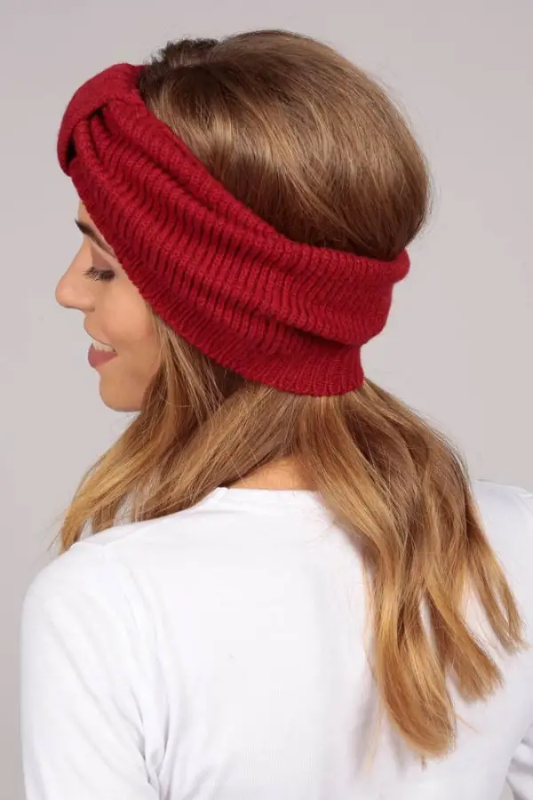 Fascia per capelli in puro cashmere Rosso