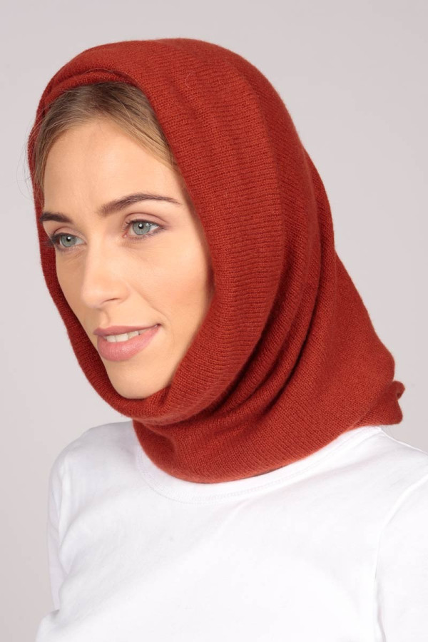 Cashmere snood in burnt sienna