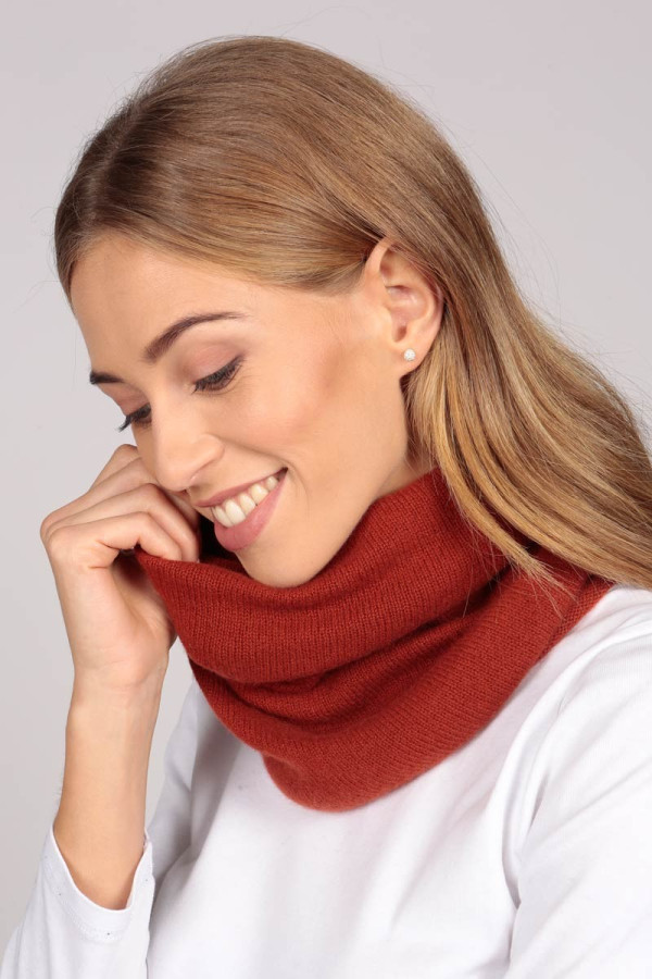 Cashmere snood in burnt sienna