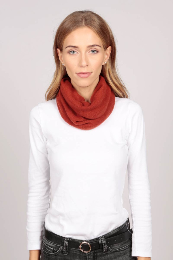 Cashmere snood in burnt sienna