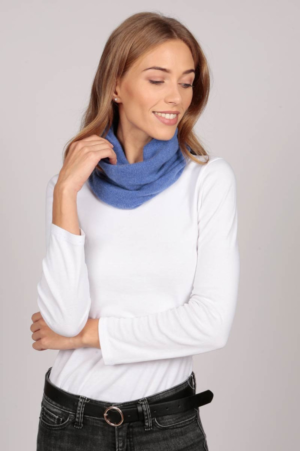 Cashmere snood in periwinkle blue