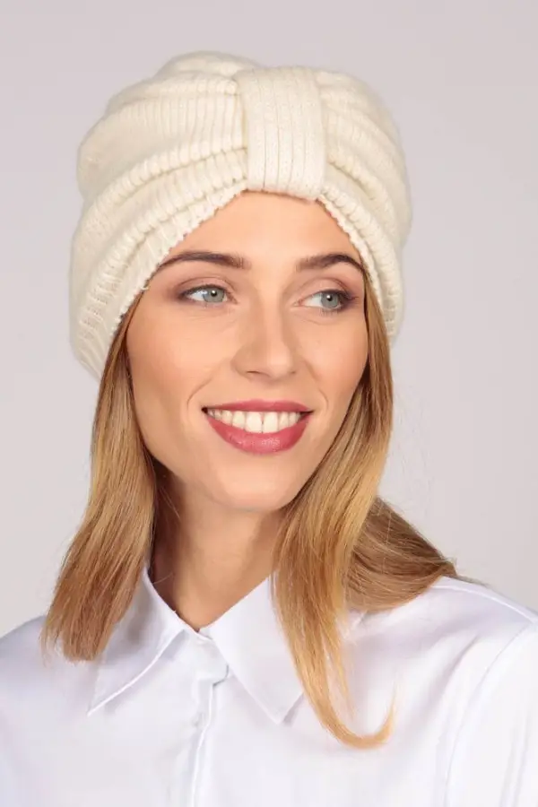 Kaschmir-Turban in cremeweiß