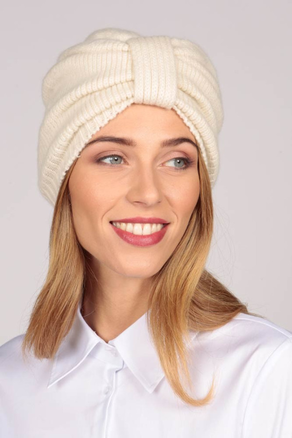 Cashmere Turban in Cream White