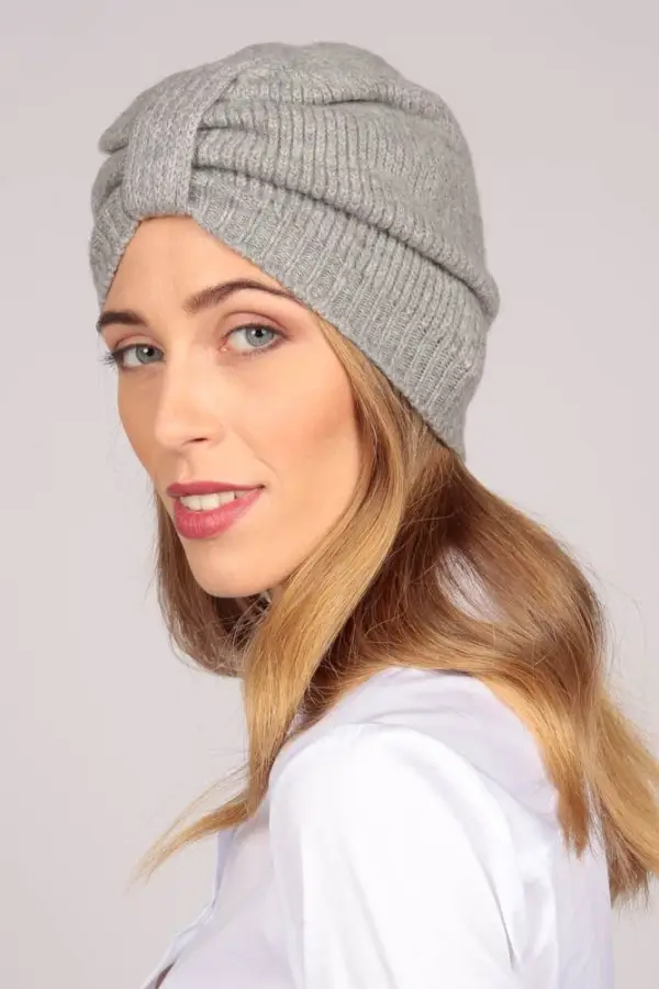 Cashmere Turban in Light Grey