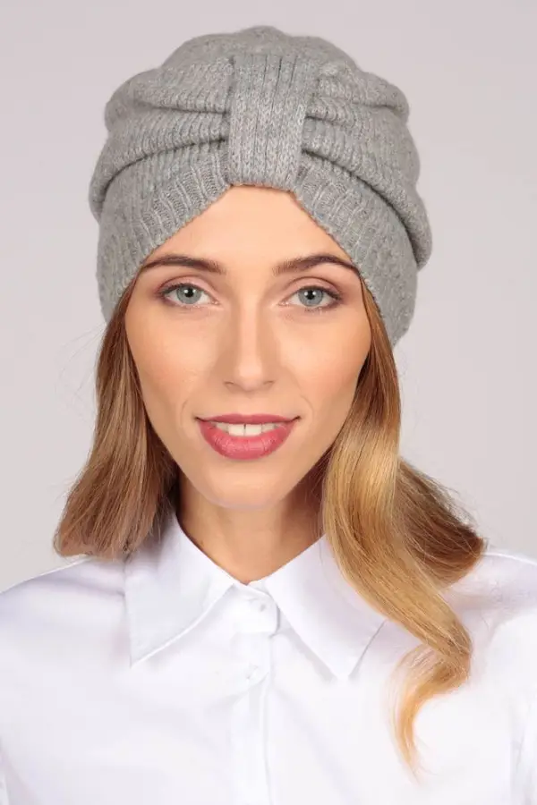Cashmere Turban in Light Grey