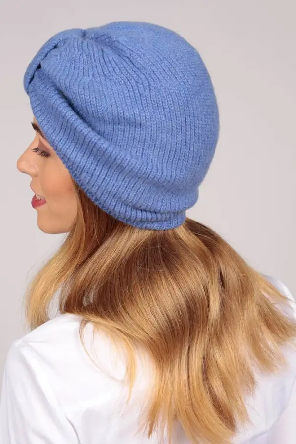 Cashmere Turban in periwinkle blue