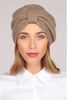 Turbante in cashmere color Cammello