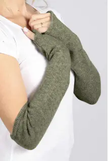 D．HYGEN Pure Cashmere Fingerless Glove Light Grey pure cashmere fingerless long wrist warmer gloves