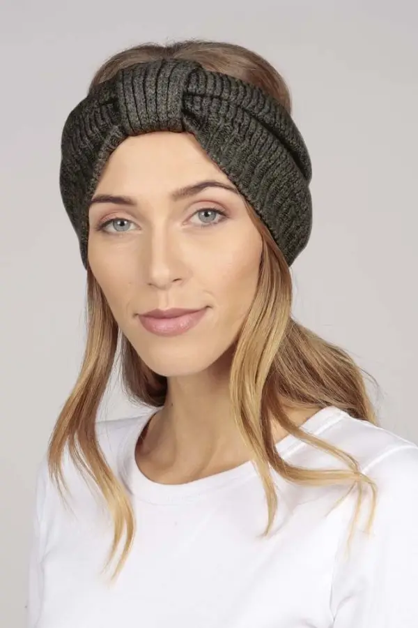 Fascia per capelli in puro cashmere Antracite