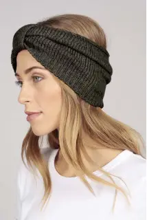 Cashmere headband charcoal grey
