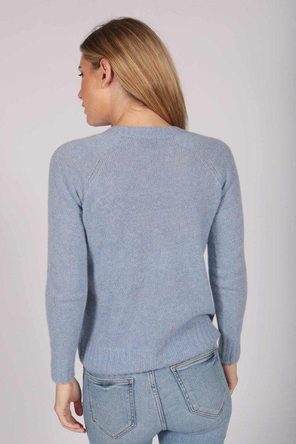 Kaschmirpullover mit V-Ausschnitt hellblau