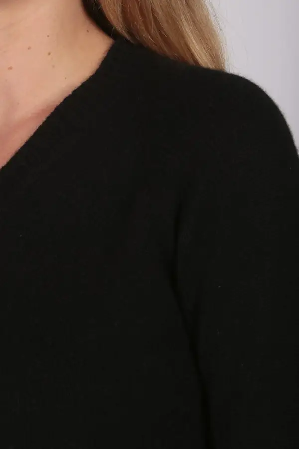 Black V-Neck Cashmere Sweater