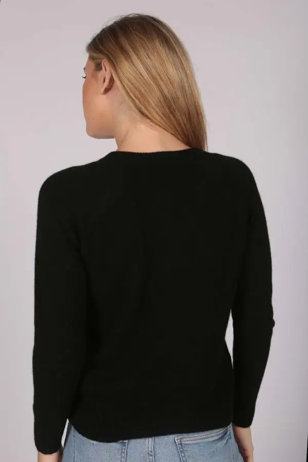Black V-Neck Cashmere Sweater