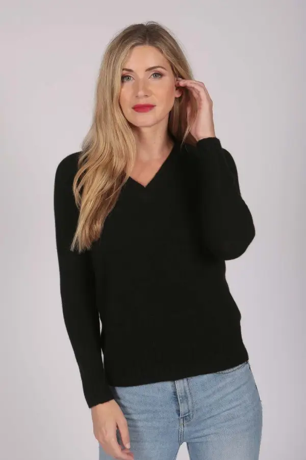 Black V-Neck Cashmere Sweater