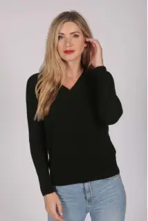 Black V-Neck Cashmere Sweater