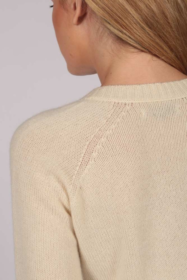 Cream White V-Neck Cashmere Sweater