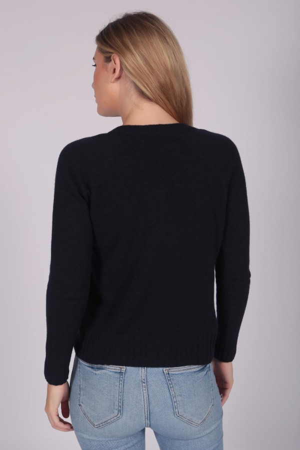 Kaschmirpullover mit V-Ausschnitt navy blau