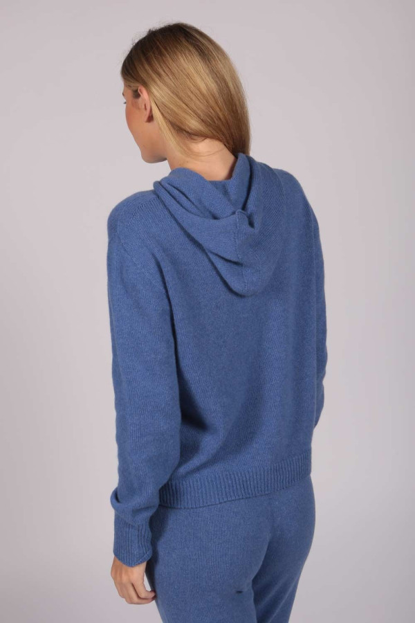 100% Kaschmir-Kapuzenpulli für Frauen singrünblau