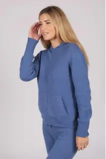 Periwinkle Blue 100% Cashmere Hoodie for Women