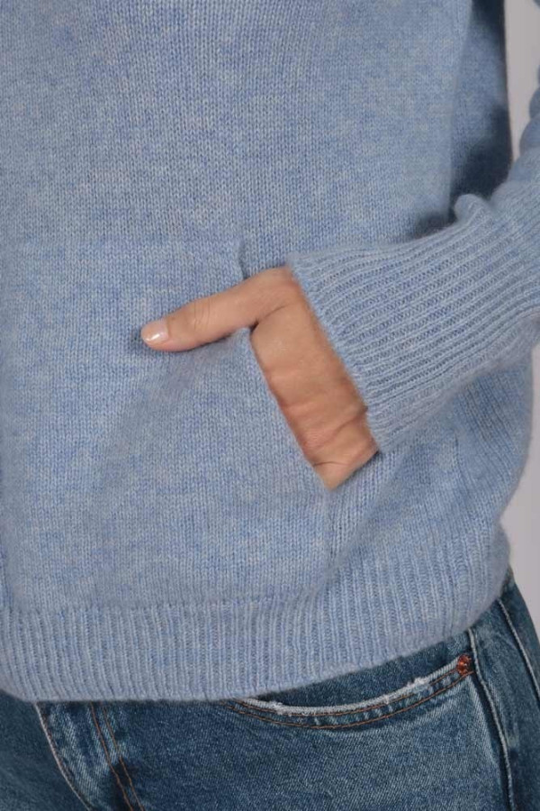 Light Blue 100% Cashmere Hoodie for Women