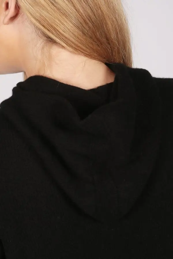 Black 100% Cashmere Hoodie for Women