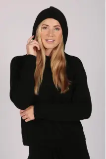 Black 100% Cashmere Hoodie for Women