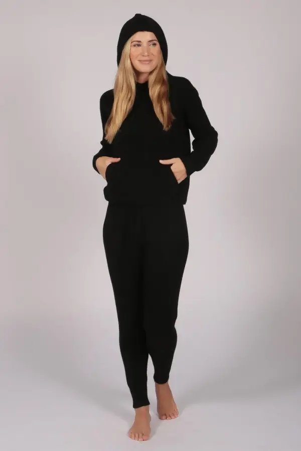 Black 100% Cashmere Hoodie for Women