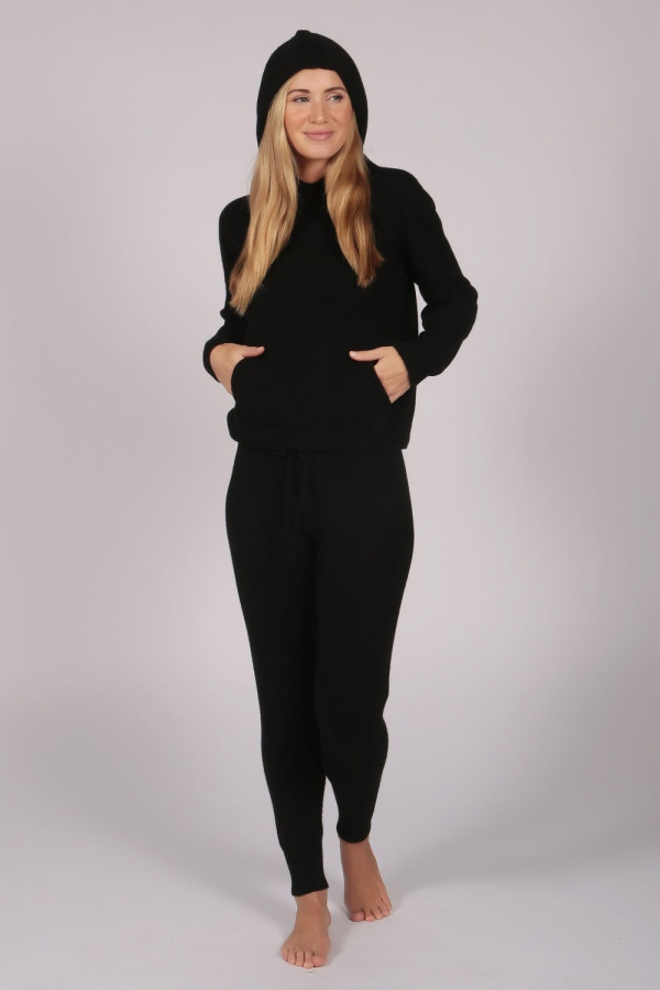 Black 100% Cashmere Hoodie for Women