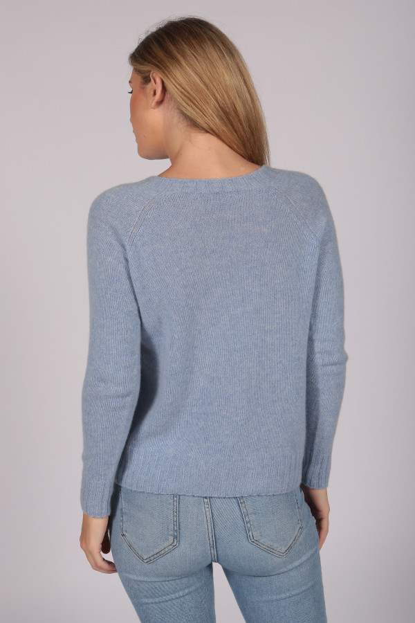 Pullover hellblau mit Rundhalsausschnitt 100 % Kaschmir