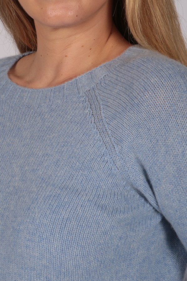 Light Blue Crew Neck Sweater 100% Cashmere