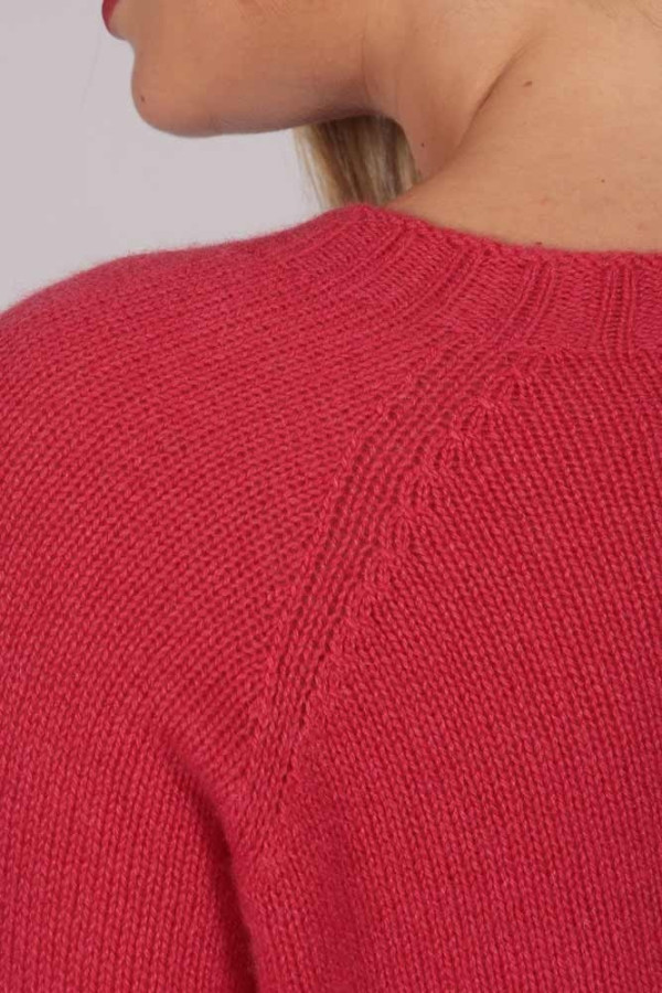 Coral Red Crew Neck Sweater 100% Cashmere