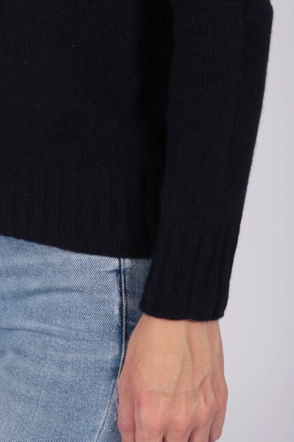 Navy Blue Crew Neck Sweater 100% Cashmere