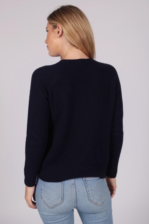 Navy Blue Crew Neck Sweater 100% Cashmere