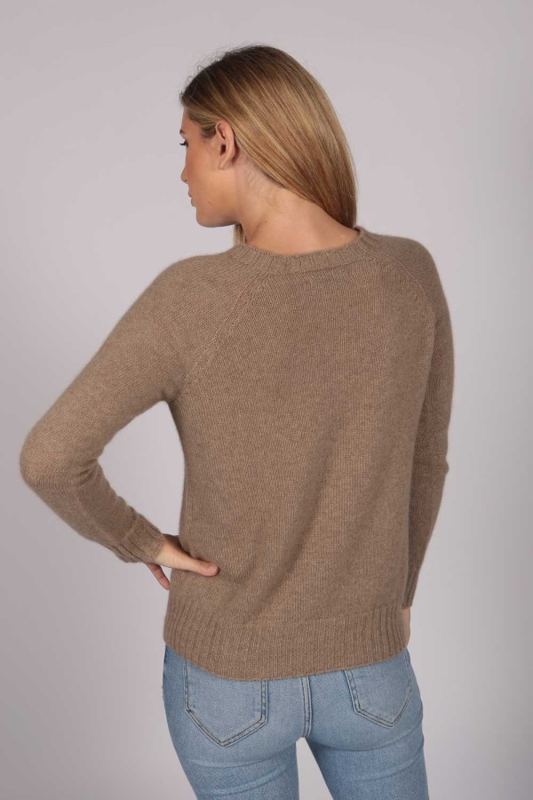 Camel Brown Crew Neck Sweater 100% Cashmere