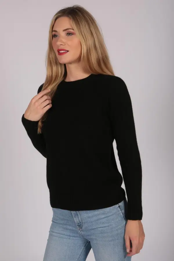 Pullover schwarz mit Rundhalsausschnitt 100 % Kaschmir