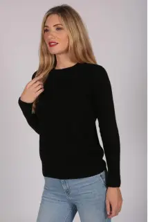 Pullover schwarz mit Rundhalsausschnitt 100 % Kaschmir